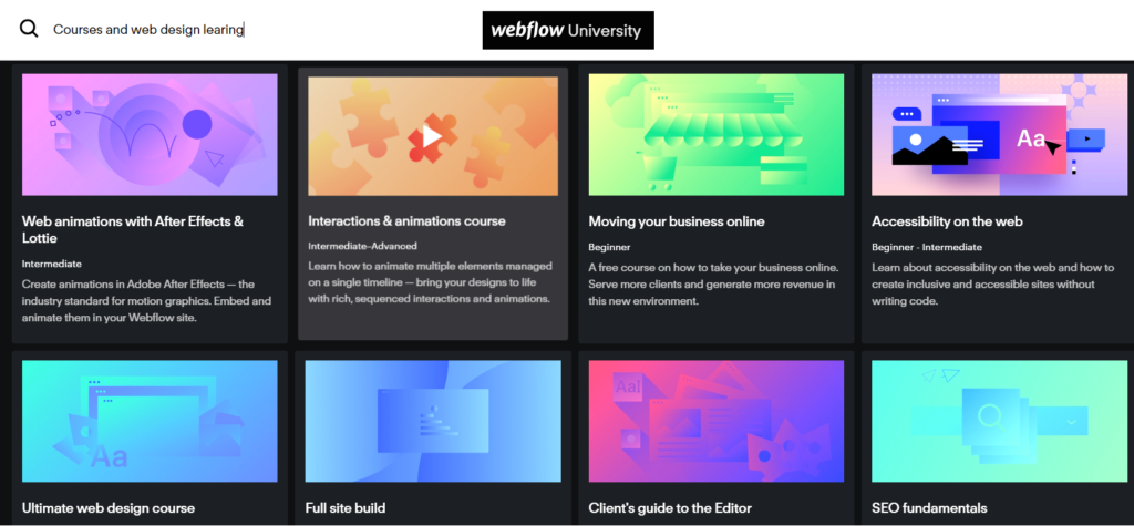 Webflow university online portal by nastech24
