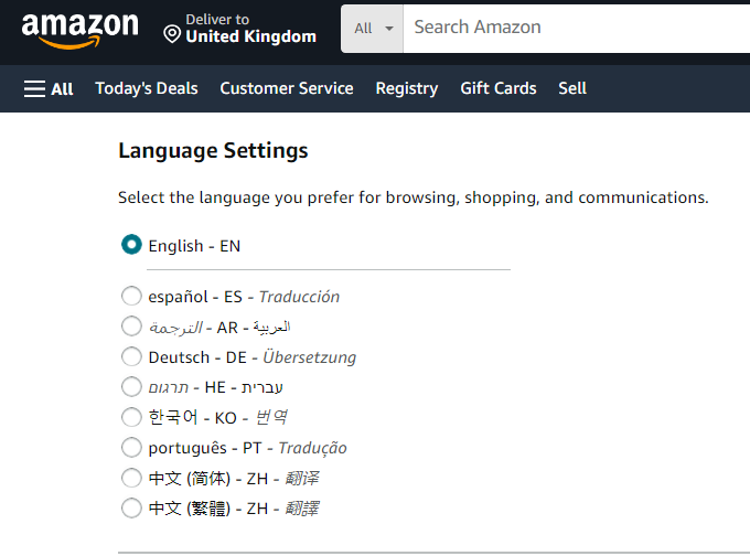 select your desired language